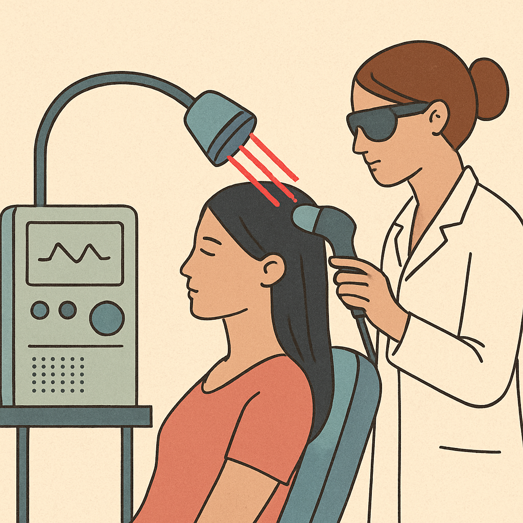 Ilustração de um tratamento capilar a laser
