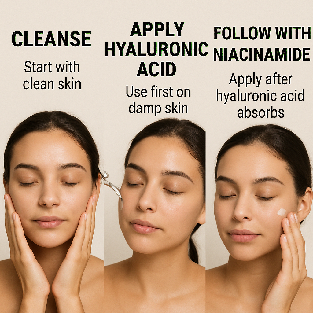 Layering guide: hyaluronic acid then niacinamide
