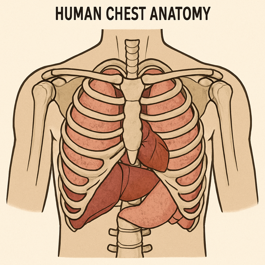 a diagram showing human chest anatomy