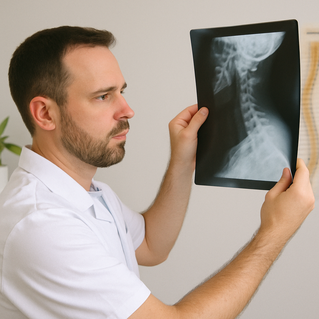 Chiropractor reviewing an X-ray