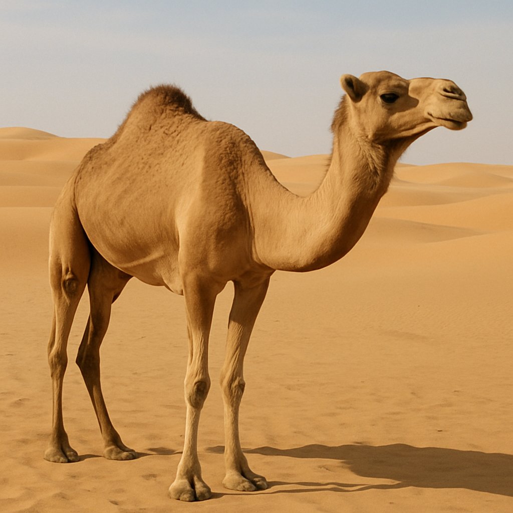 Fotografía de un camello dromedario en el desierto