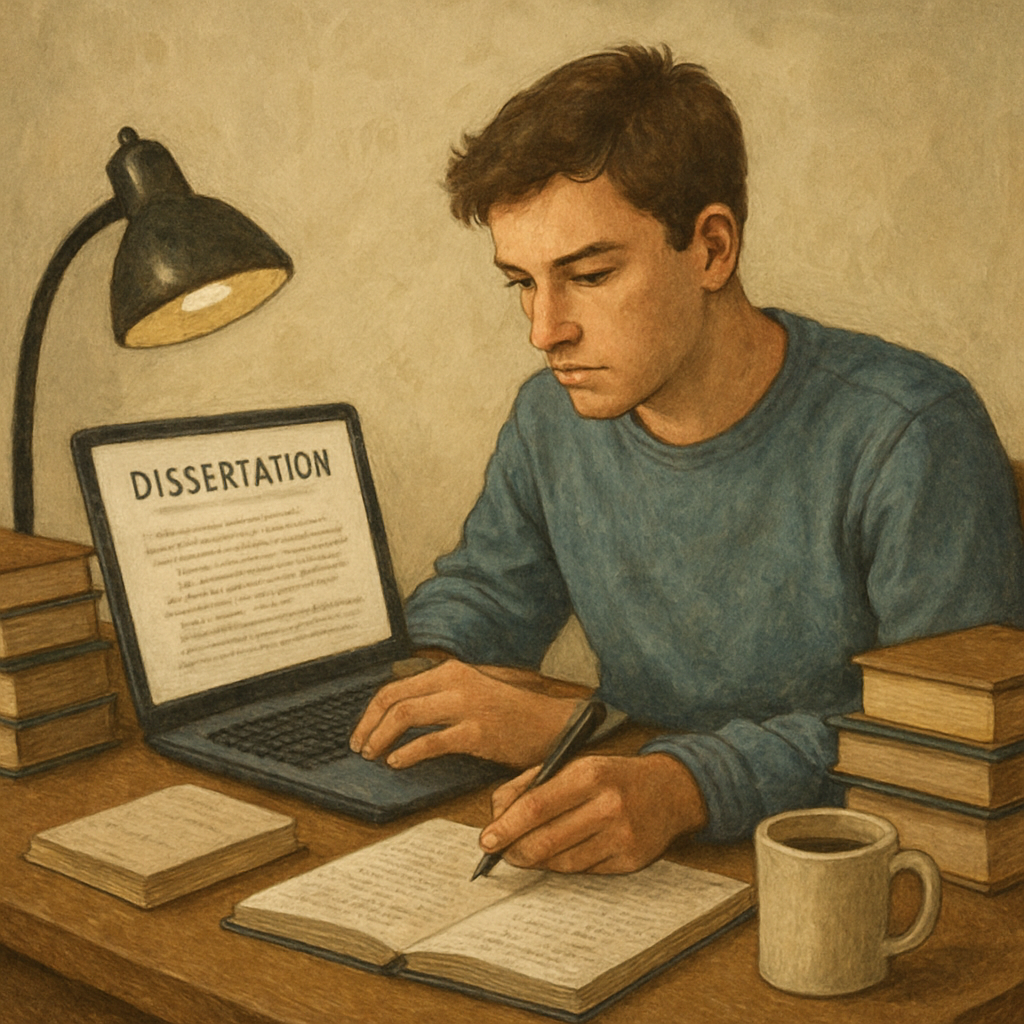Graduate student writing a dissertation