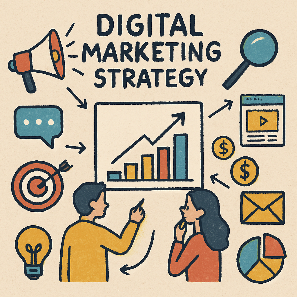 Digital marketing strategy illustration