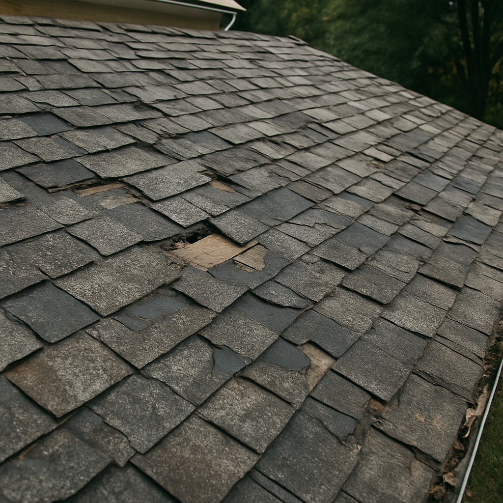 Old roof needing replacement