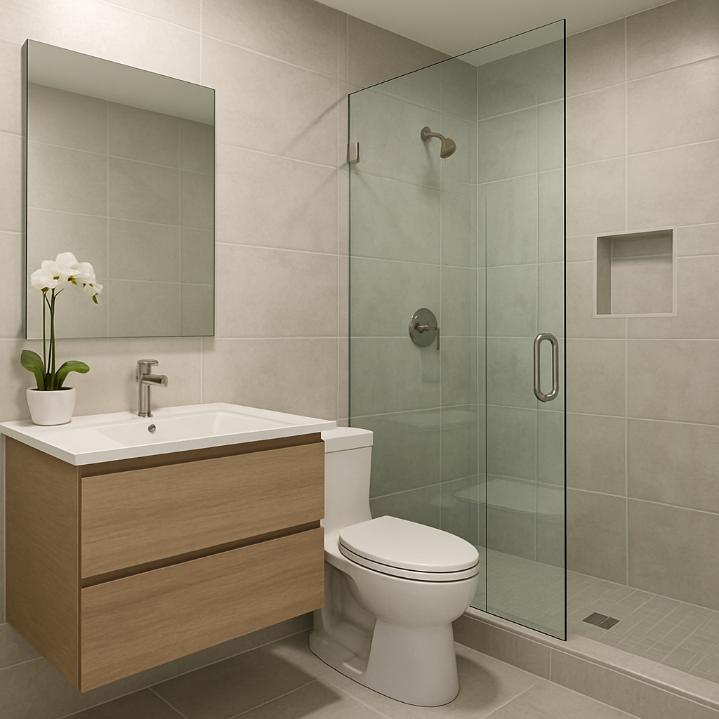 Modern Bathroom with Frameless Shower Doors