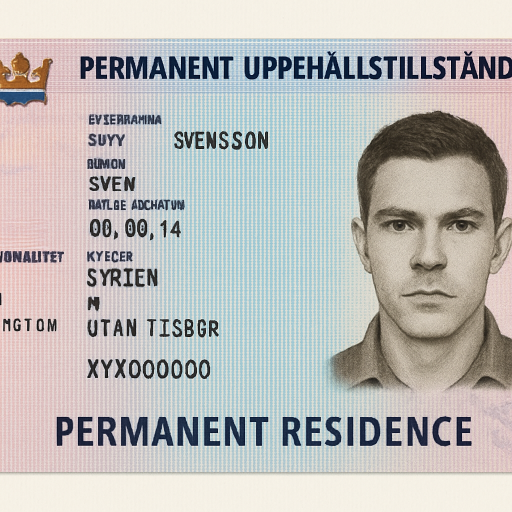 Illustration of a Swedish permanent residence card