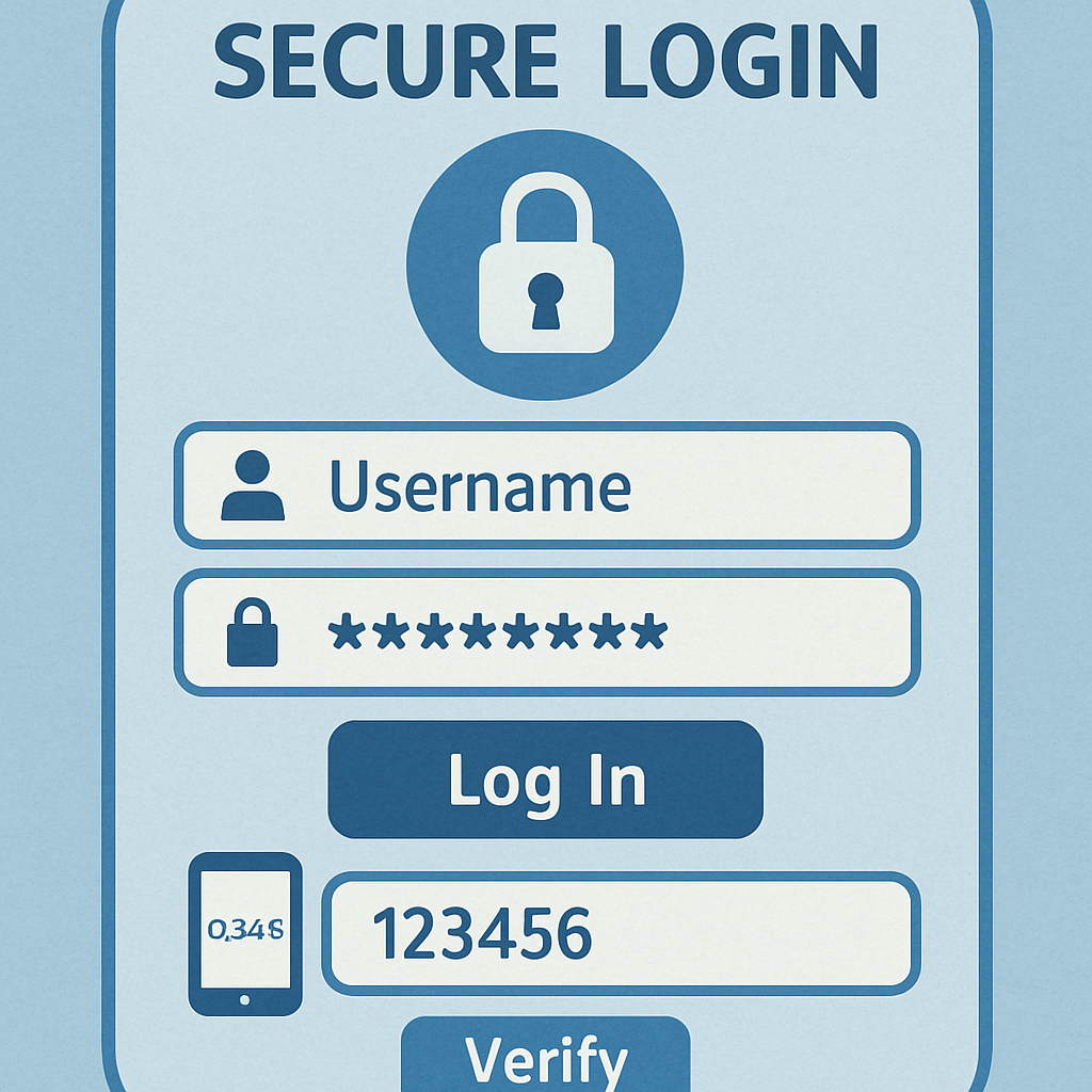 Secure login screen with multi-factor authentication