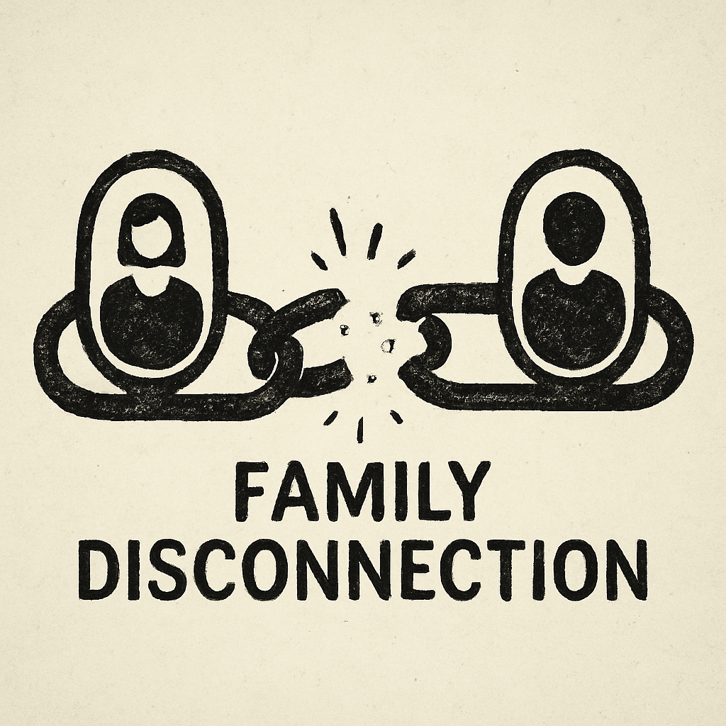 A broken chain representing family disconnection