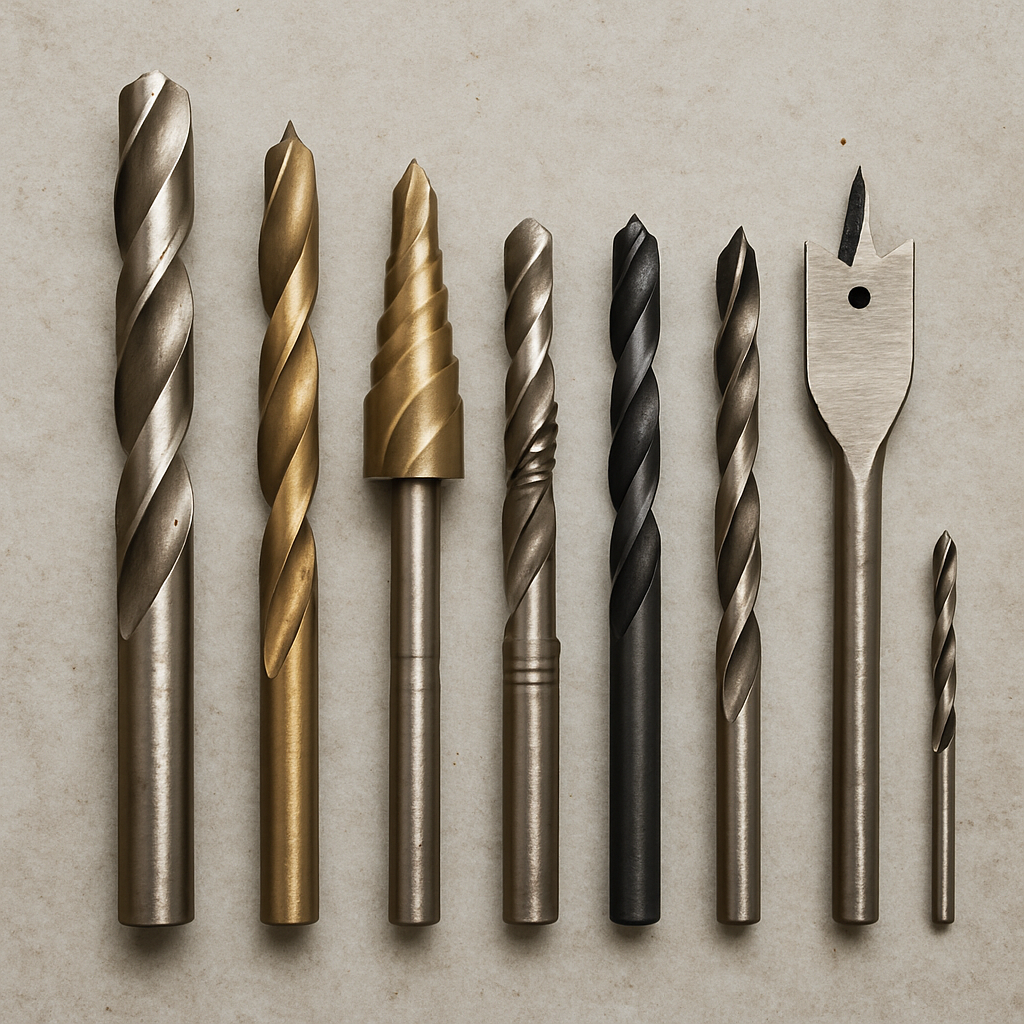 Various types of metal drill bits