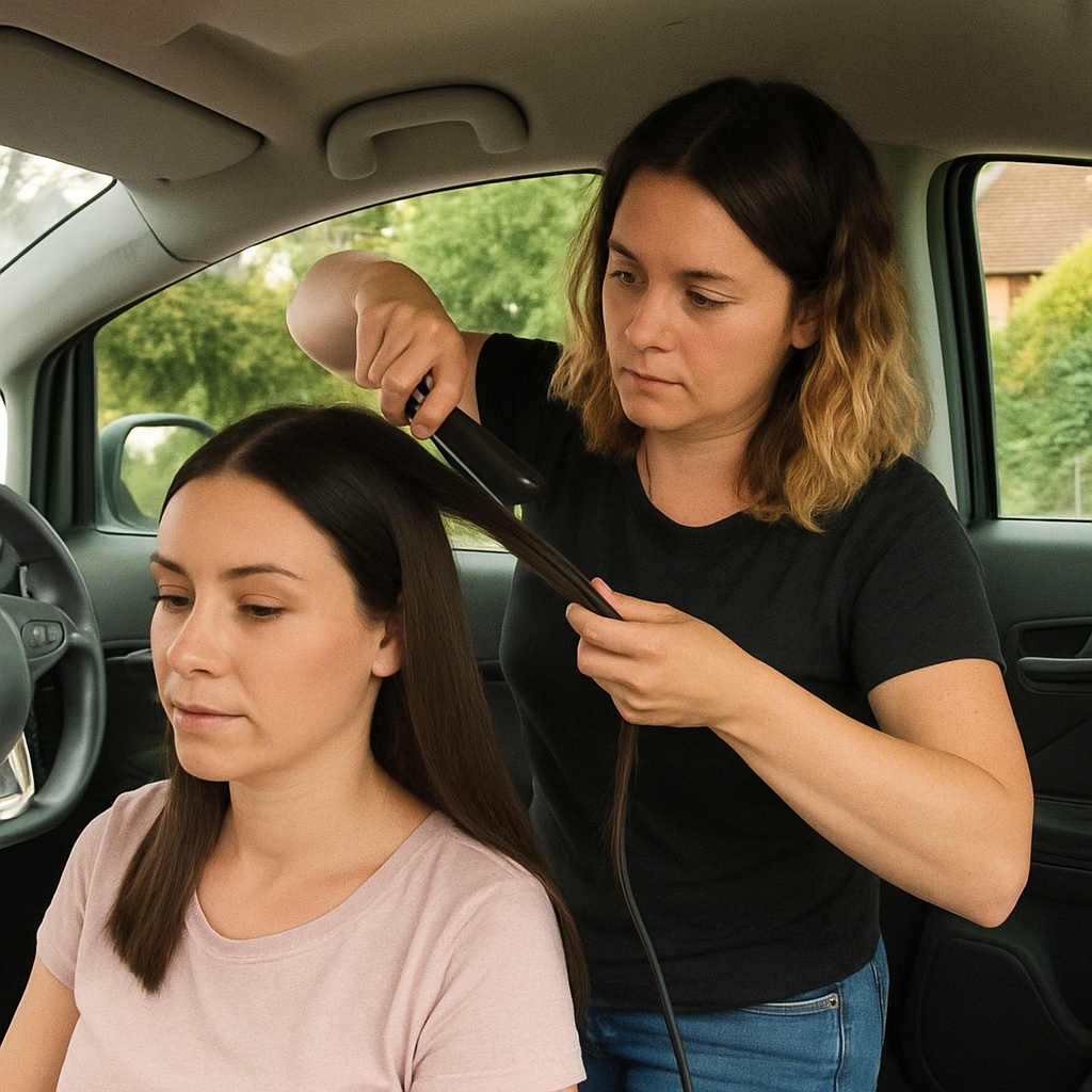 Mobile hairdresser at work