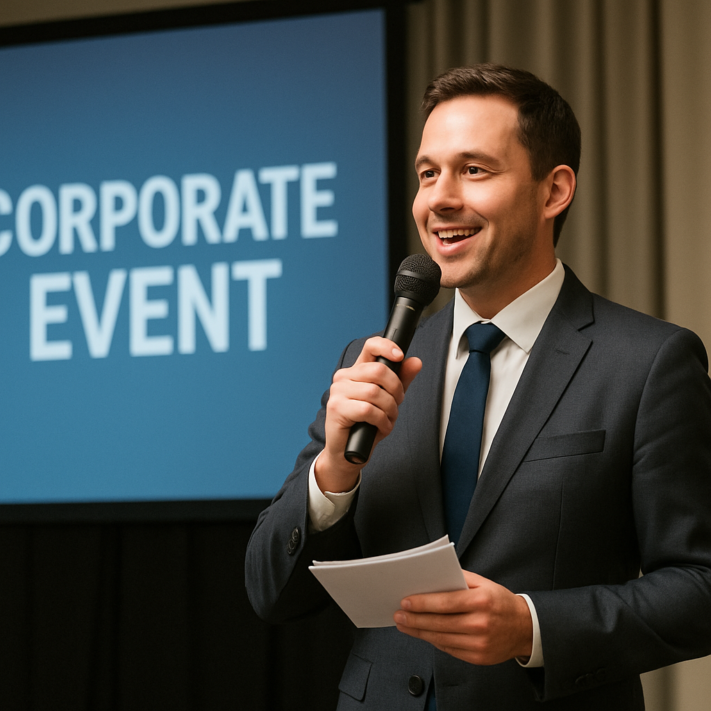 Emcee at a corporate event