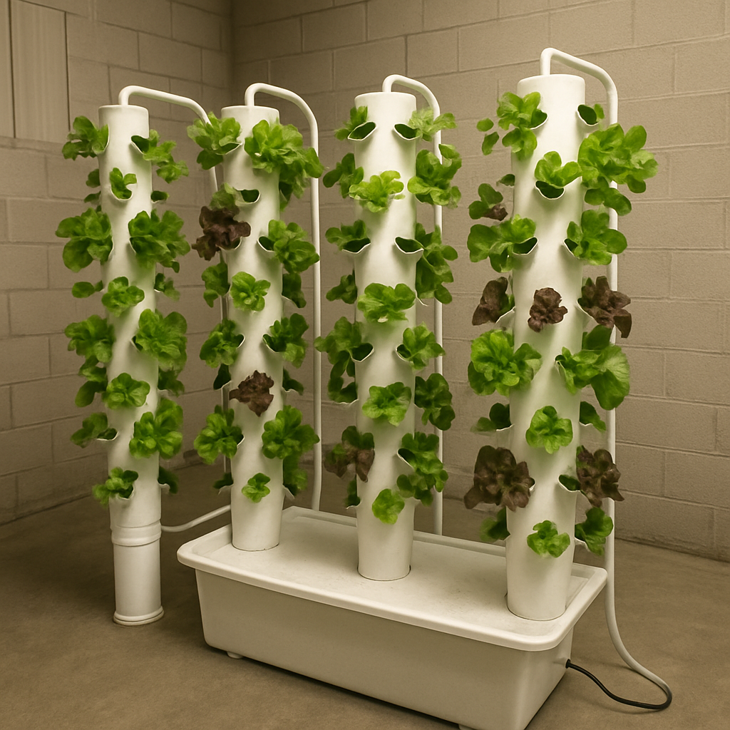 Hydroponic tower setup