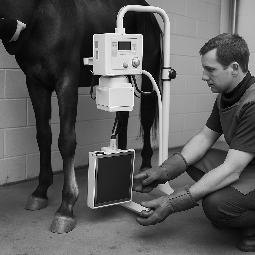 Image of a horse x-ray machine in use