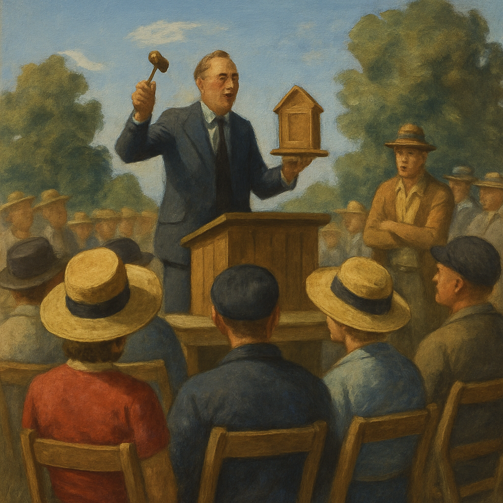 Imagem de um leilão ao ar livre