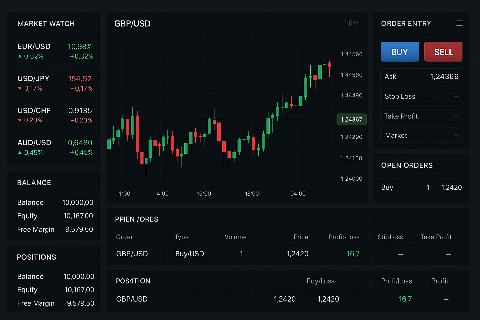 trading platform interface