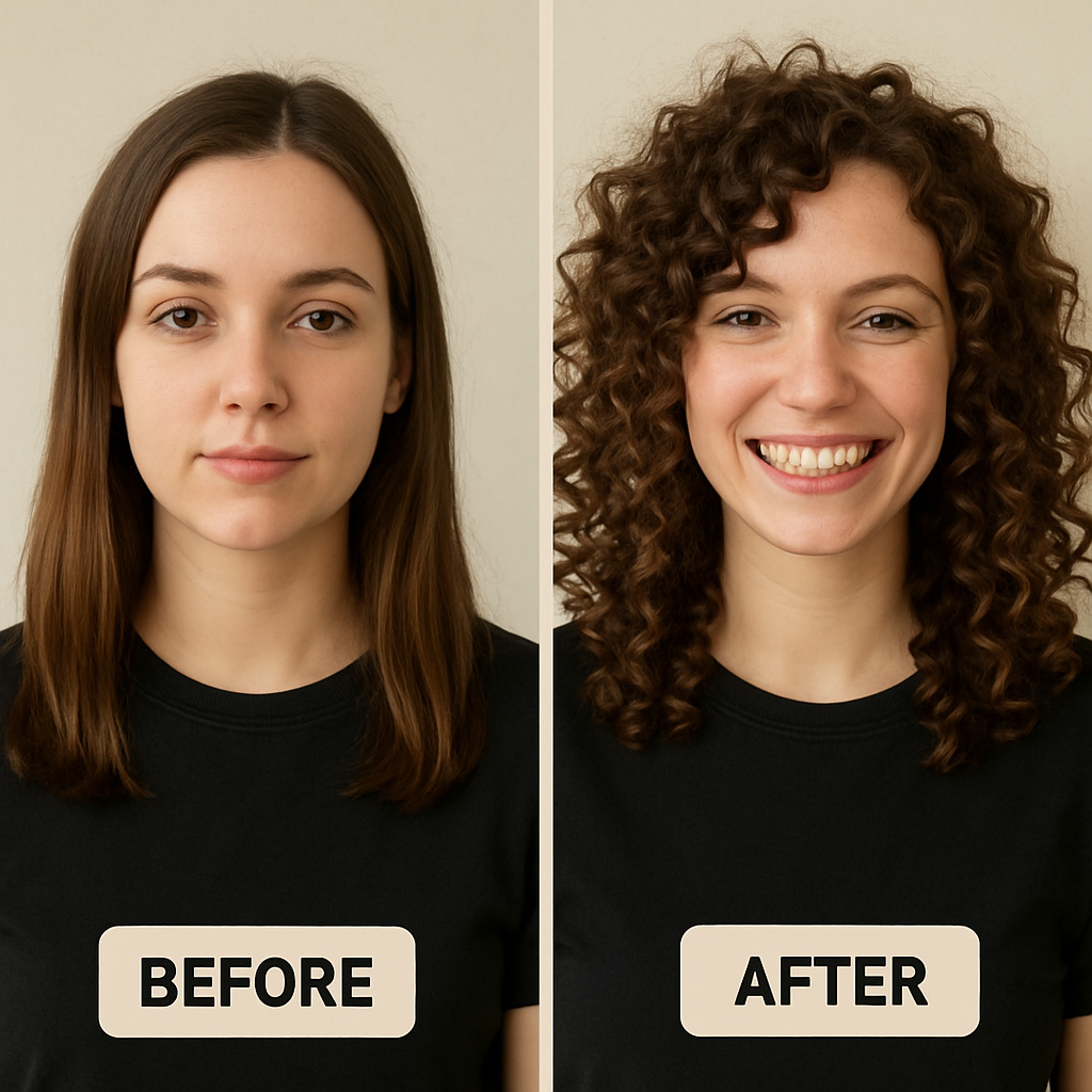 Curly hair transformation