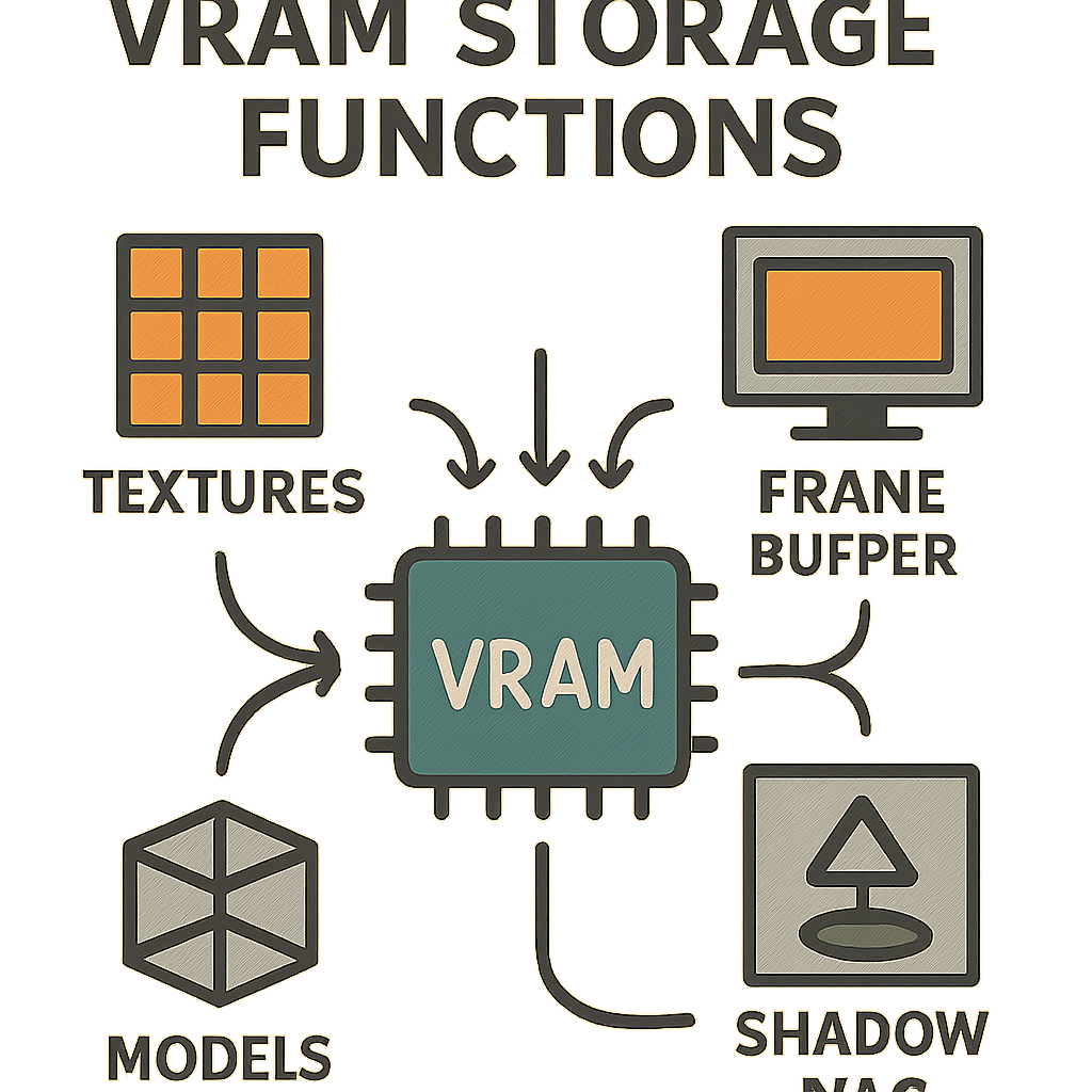 Graphic showcasing VRAM storage functions