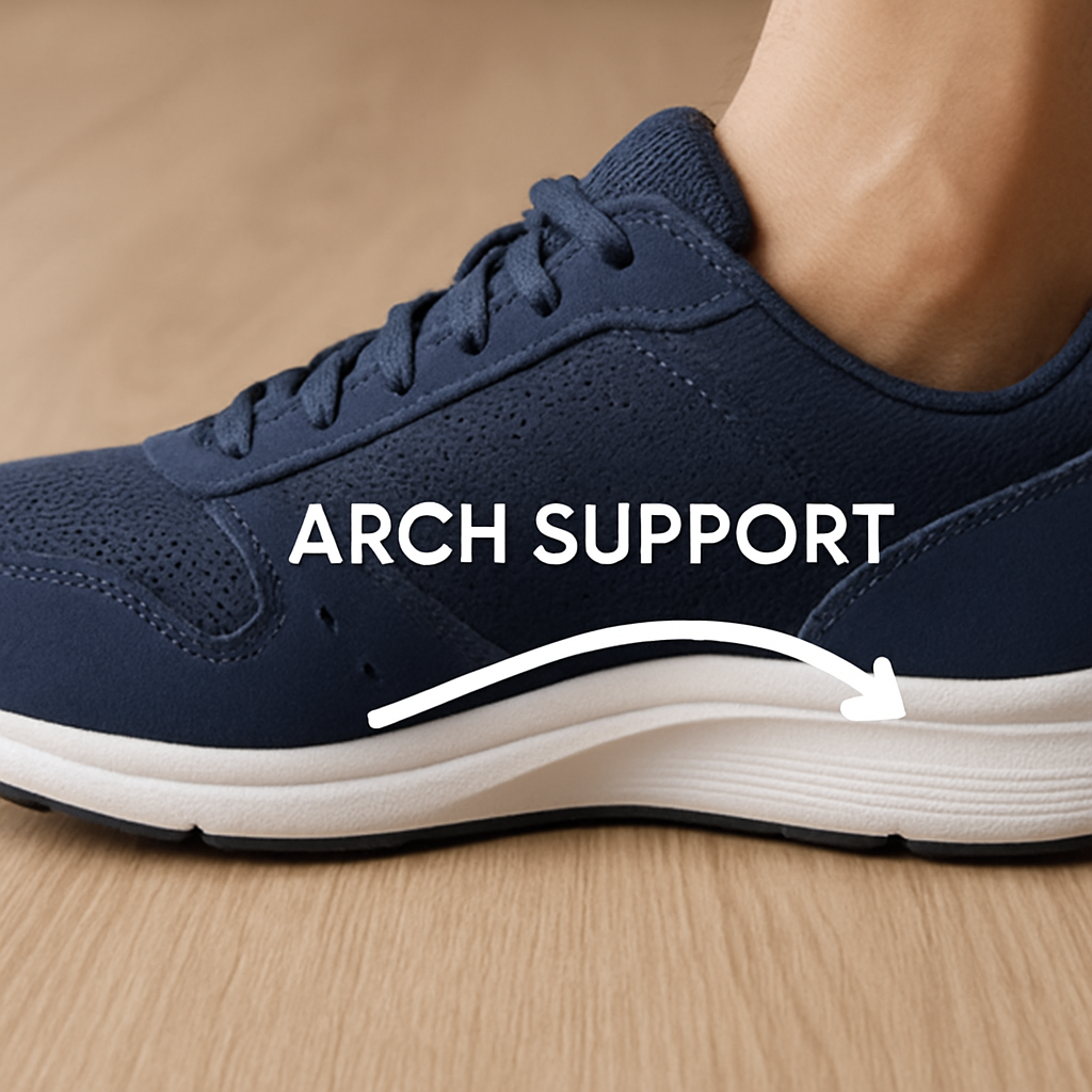 Close-up of a shoe with good arch support