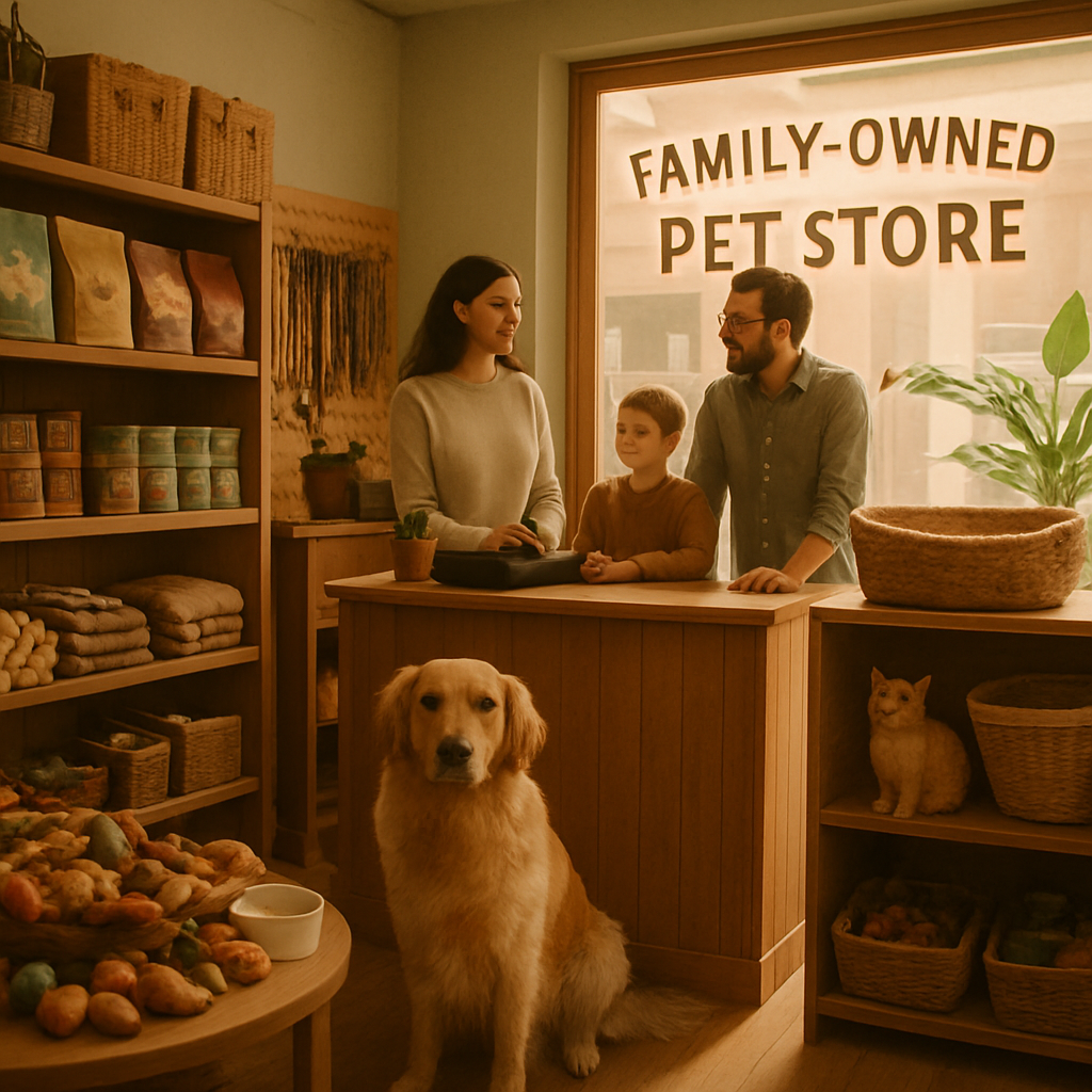 Family-owned pet store with a cozy and welcoming interior