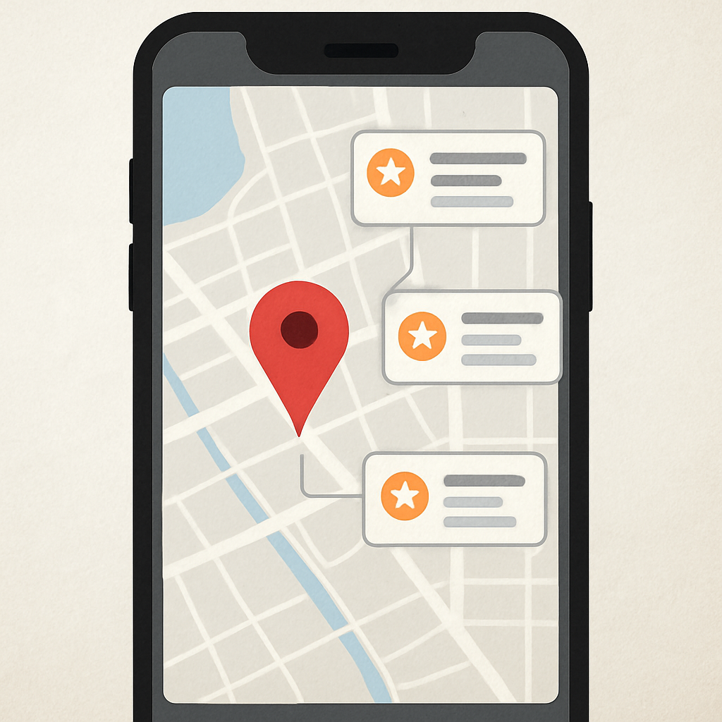 Local SEO on a mobile map