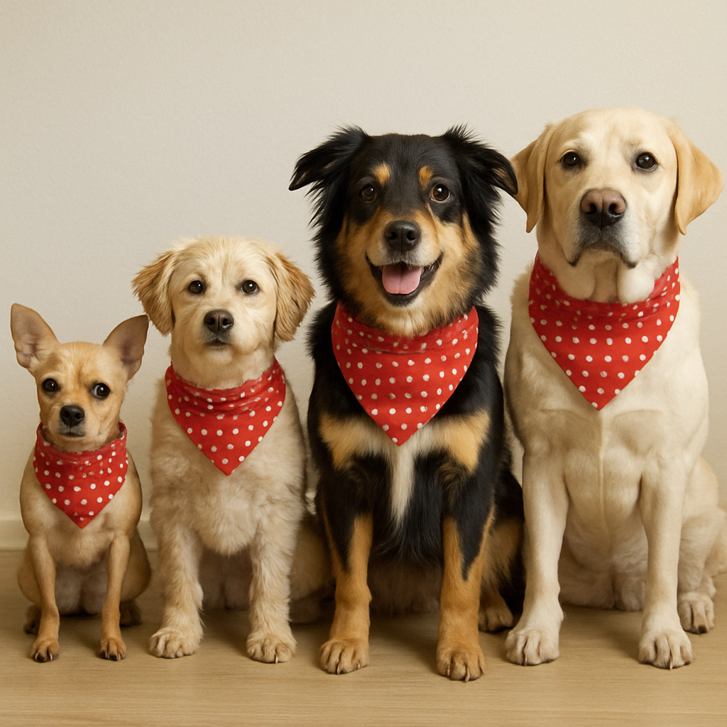 Variety of dog bandana sizes