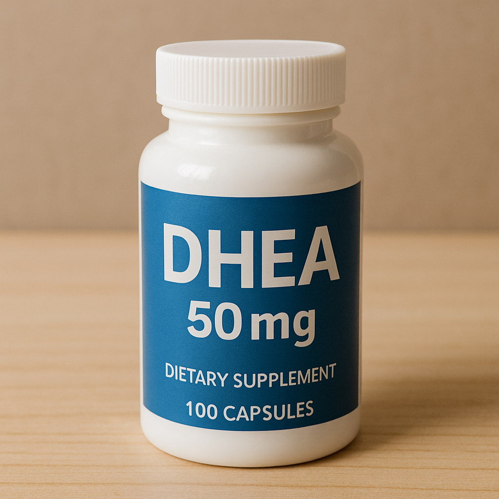 DHEA supplement bottle