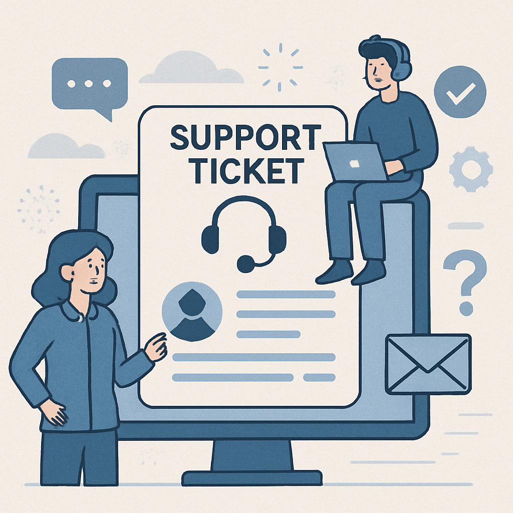 Illustration of a support ticket system