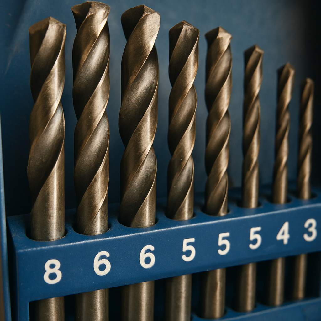 Close-up of a drill bit set