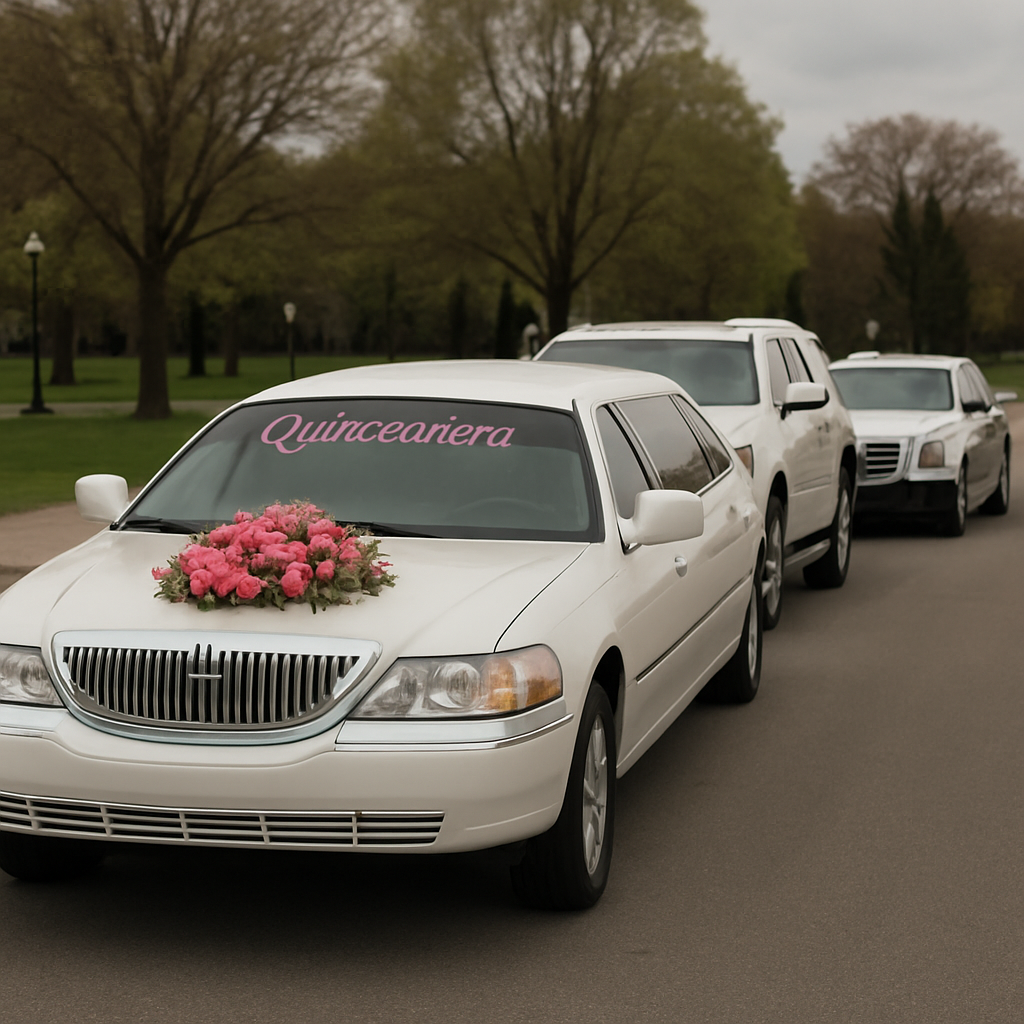 Fleet of luxury vehicles for a Quinceañera