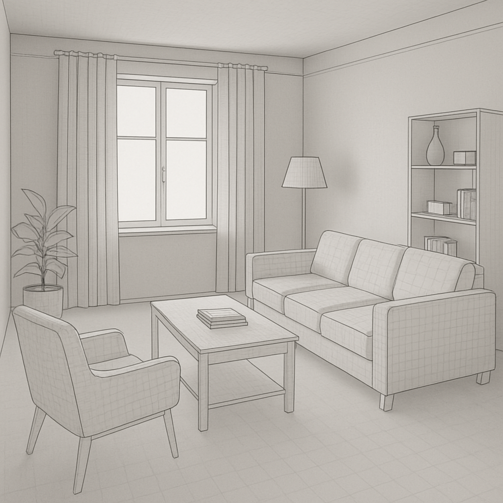 CAD model of a living room