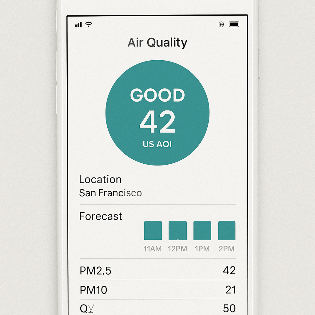 An example of a mobile app for checking air quality