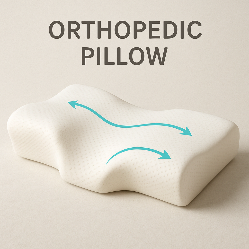 Image of an orthopedic pillow demonstrating its ergonomic design