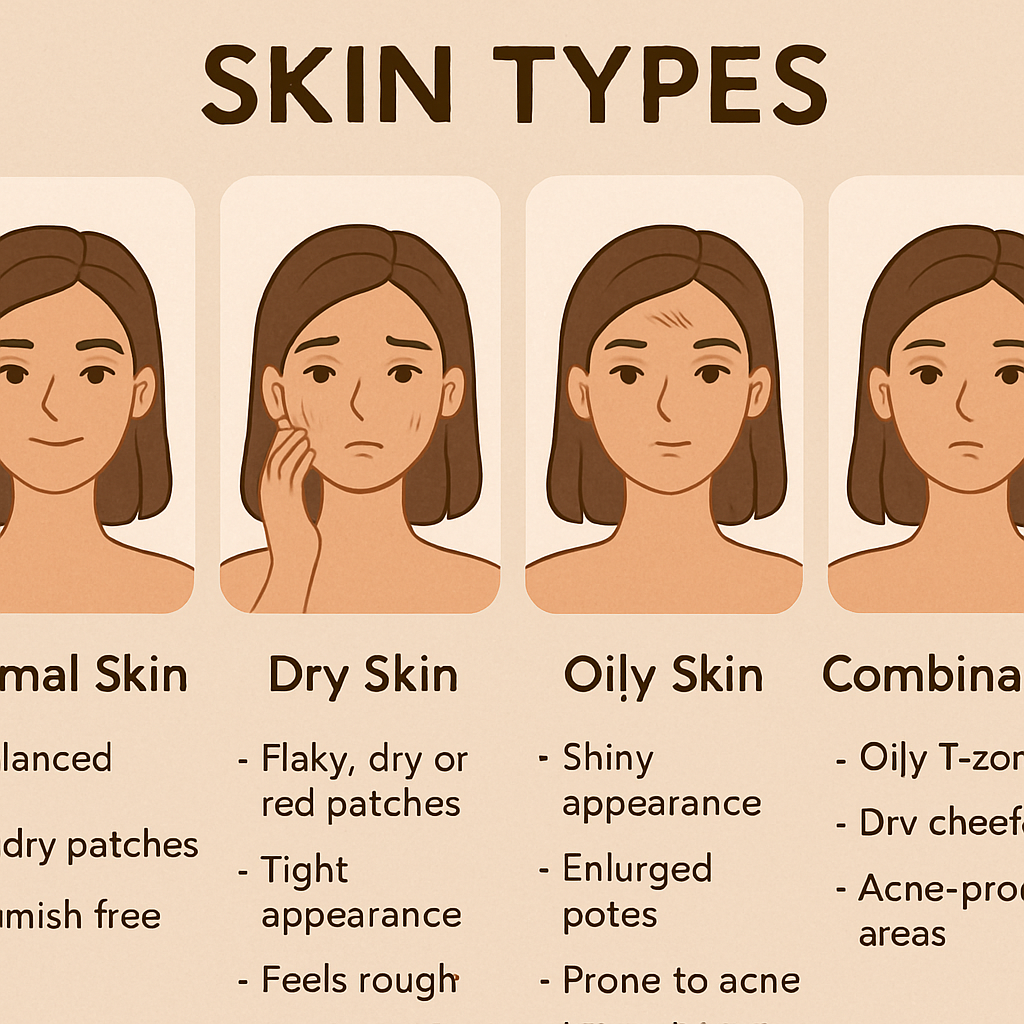 Illustration of different skin types and their characteristics
