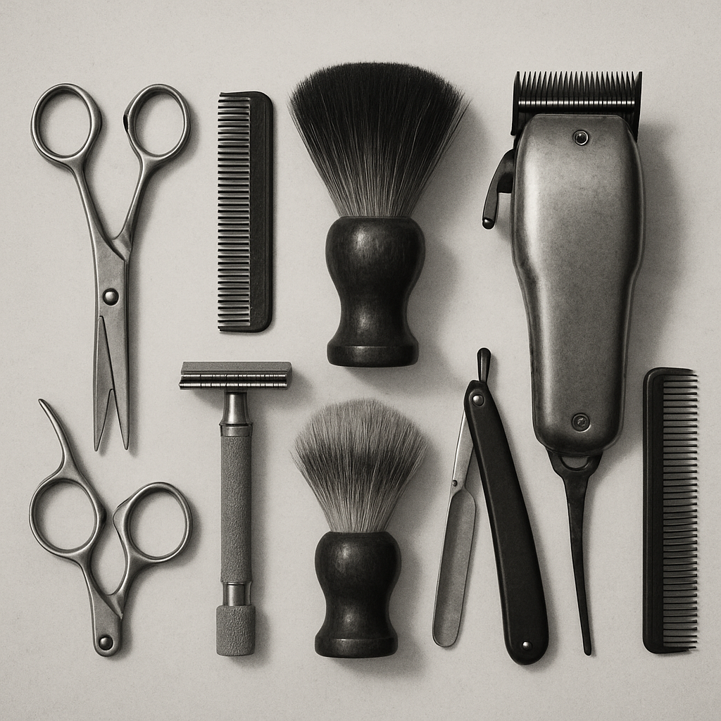 barber tools laid out neatly