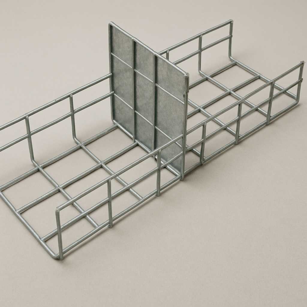Cable tray basket with divider