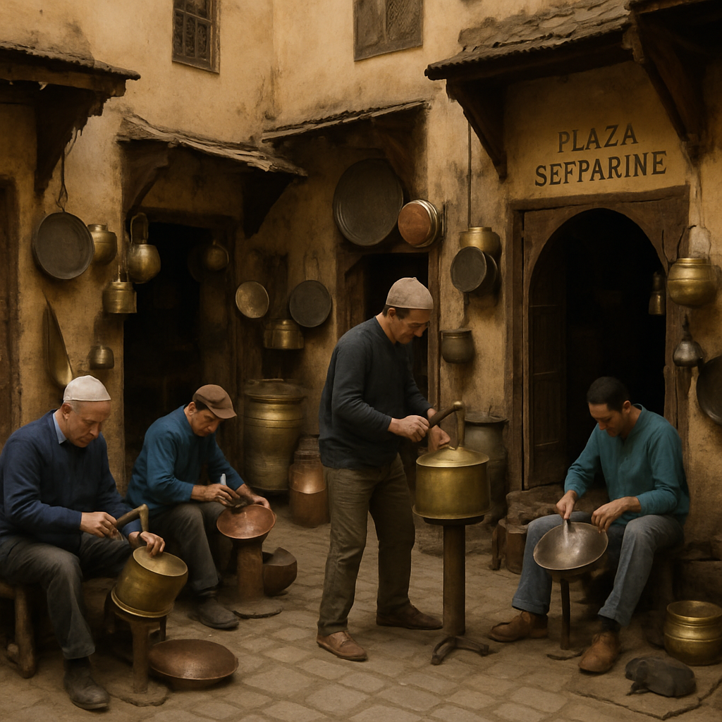 Artesanos trabajando en la Plaza Seffarine