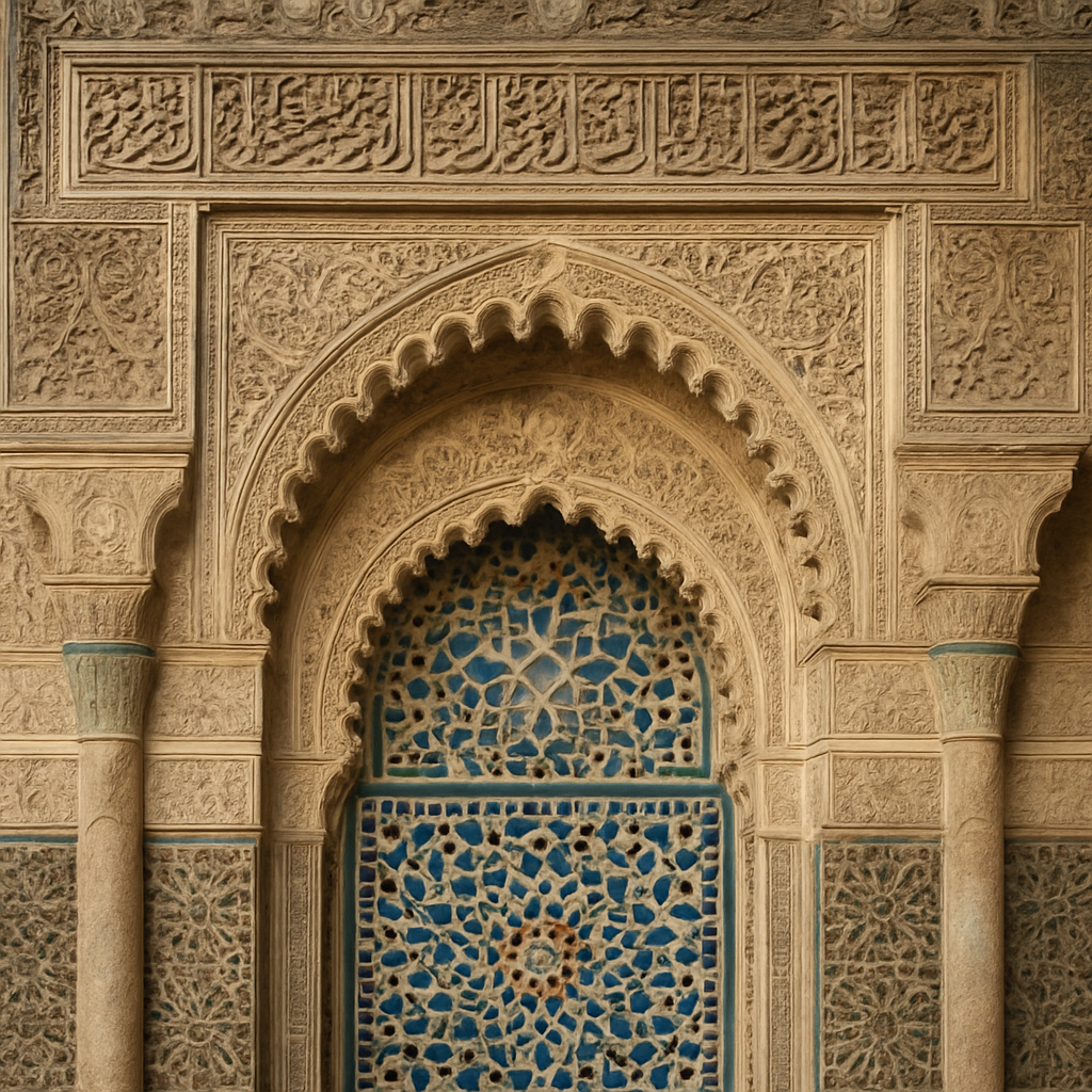 Detalle arquitectónico en la Madrasa Al Attarine