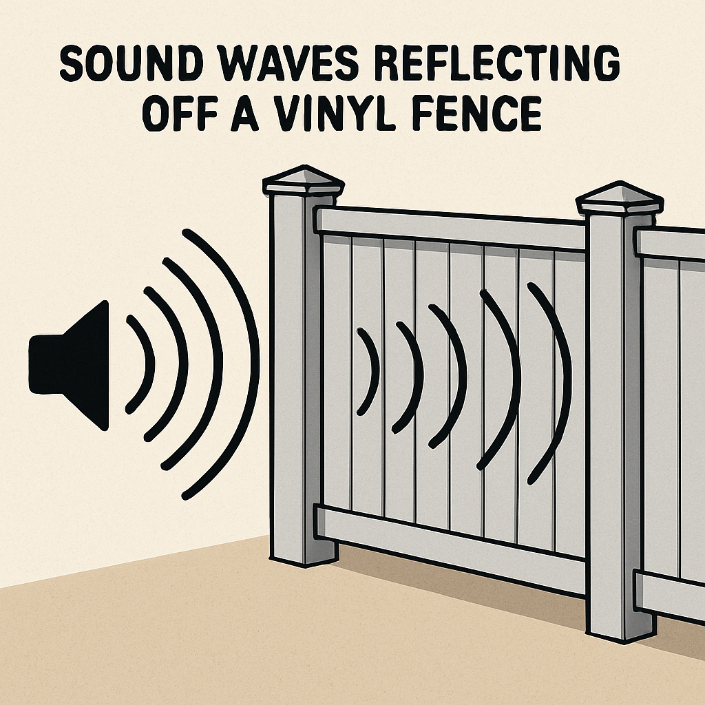 Illustration of sound waves reflecting off a vinyl fence