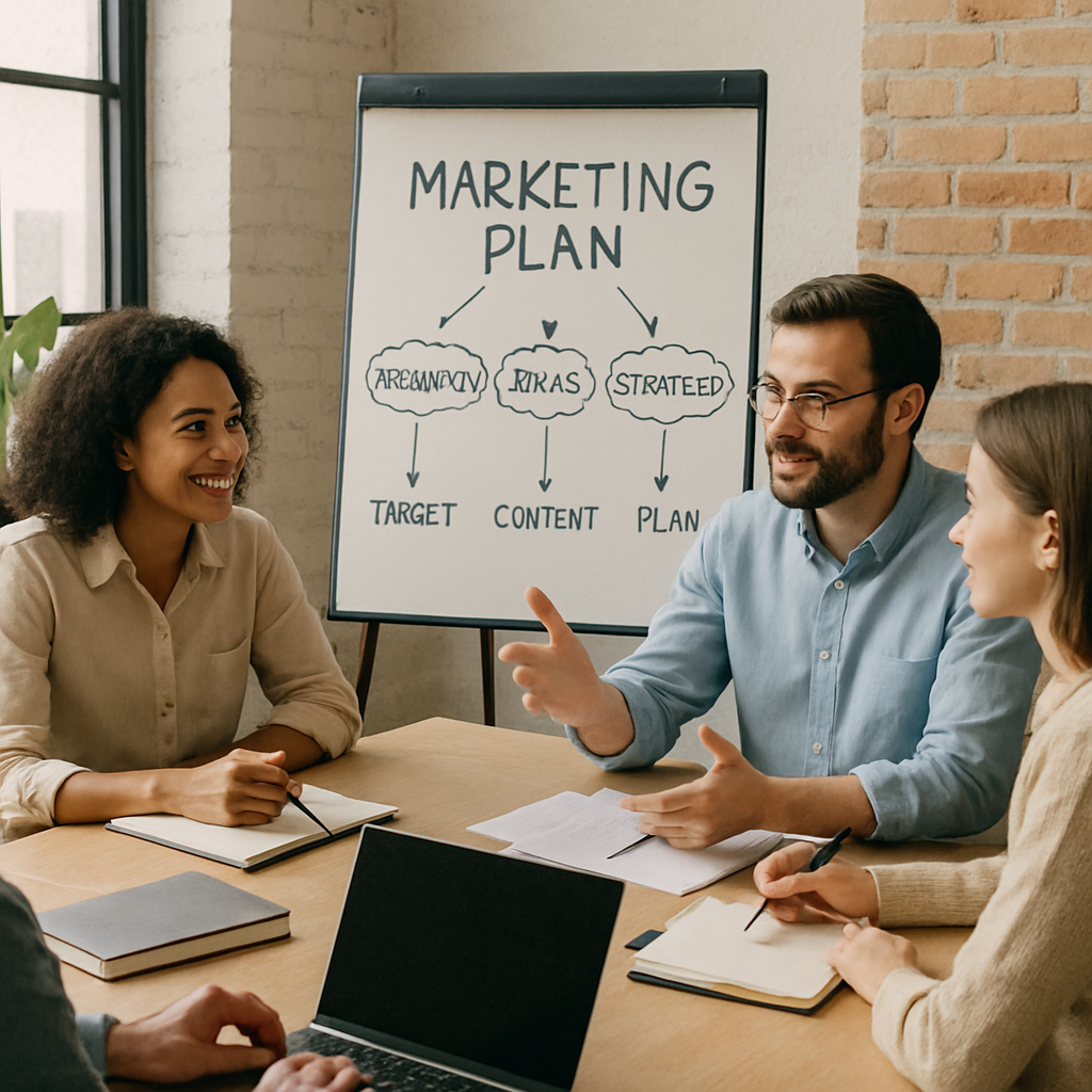 Team strategizing marketing plan