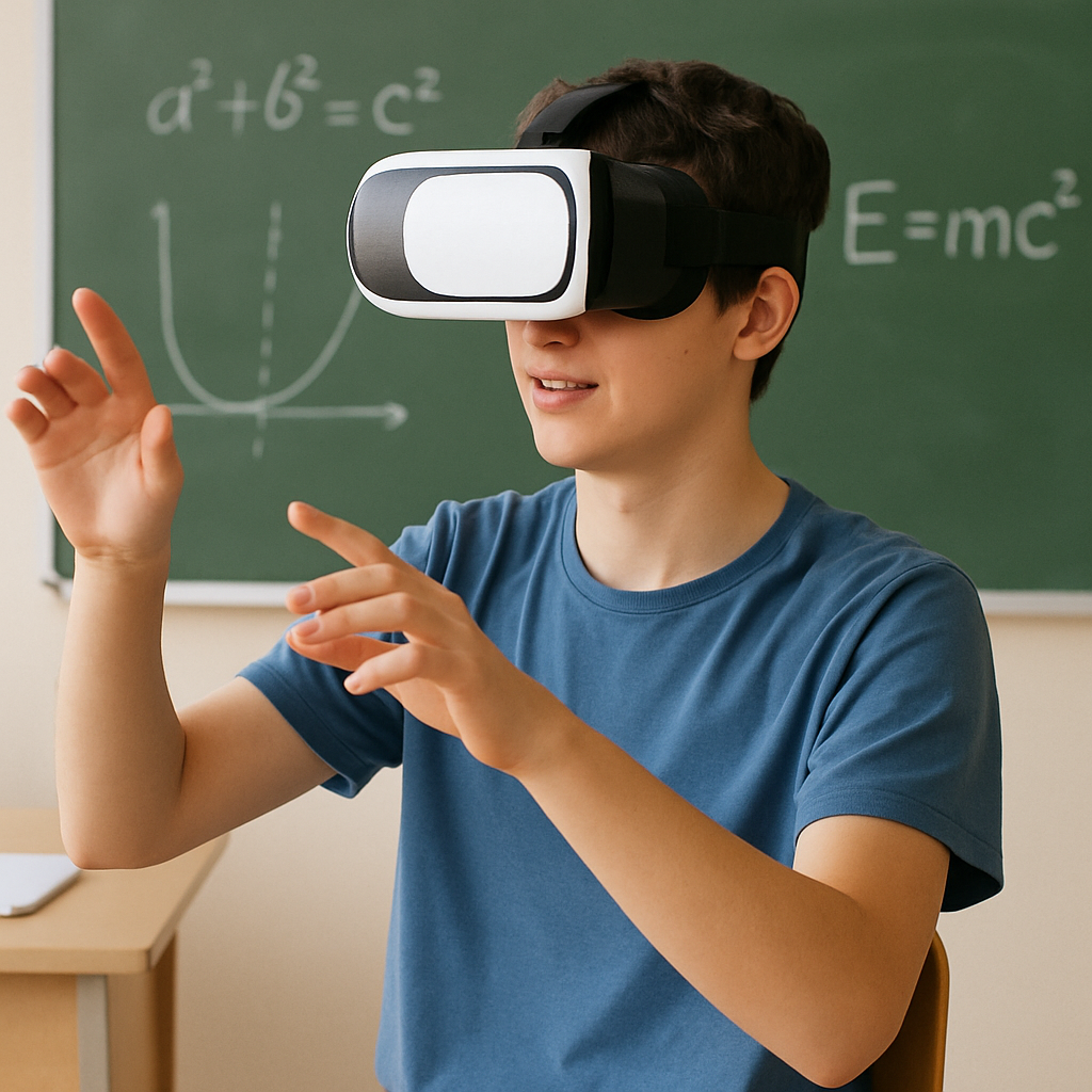 Student using VR headset