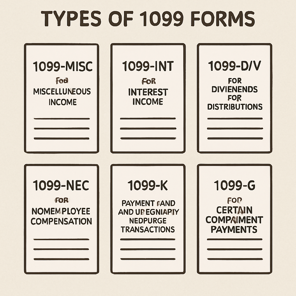 Types of 1099 forms visual representation