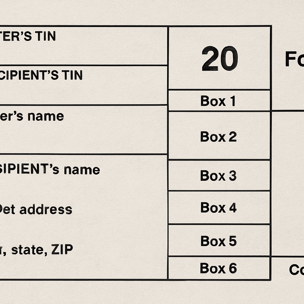 Sample 1099 form with labeled fields