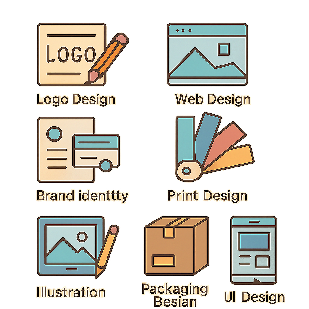 Graphic design services list illustration