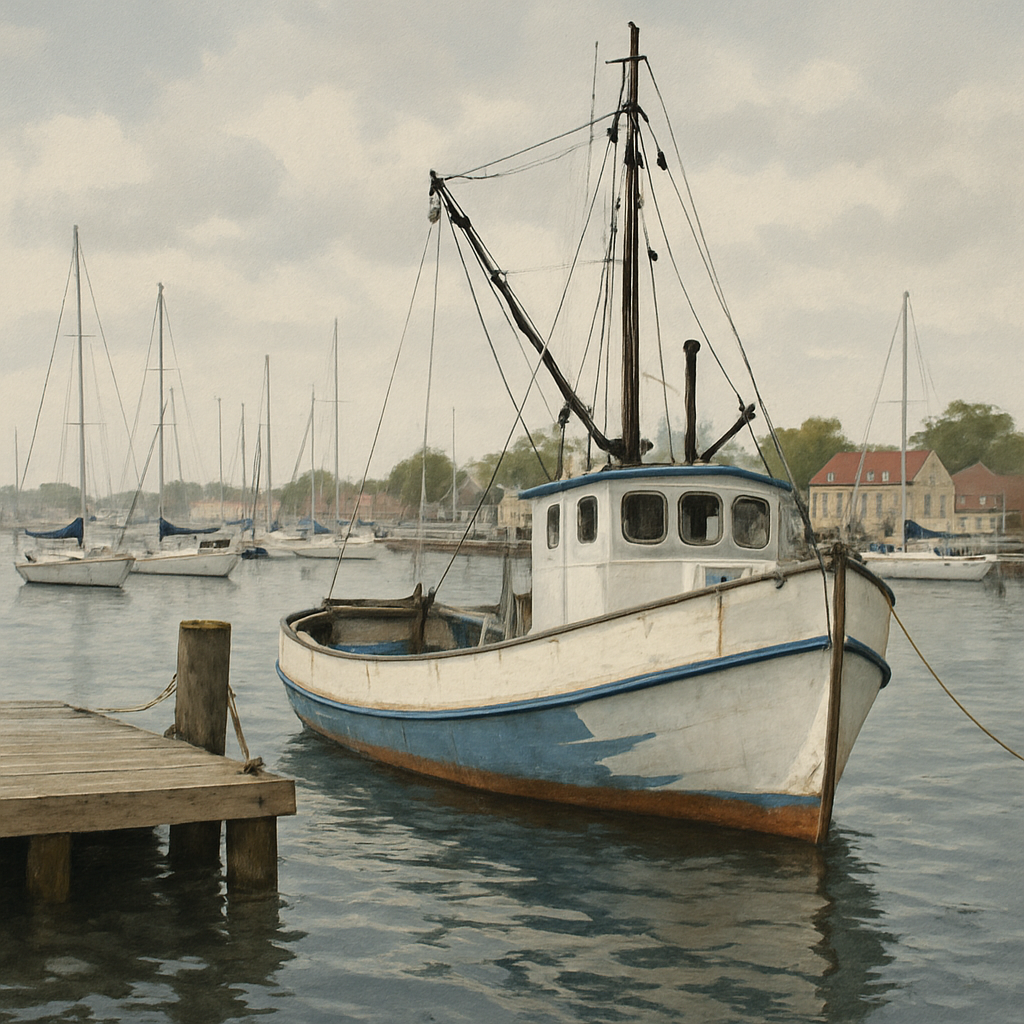 Boat Docked at Harbor