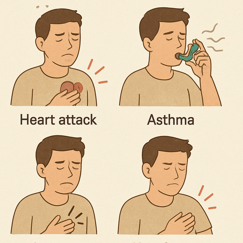 Image showing various causes of chest tightness
