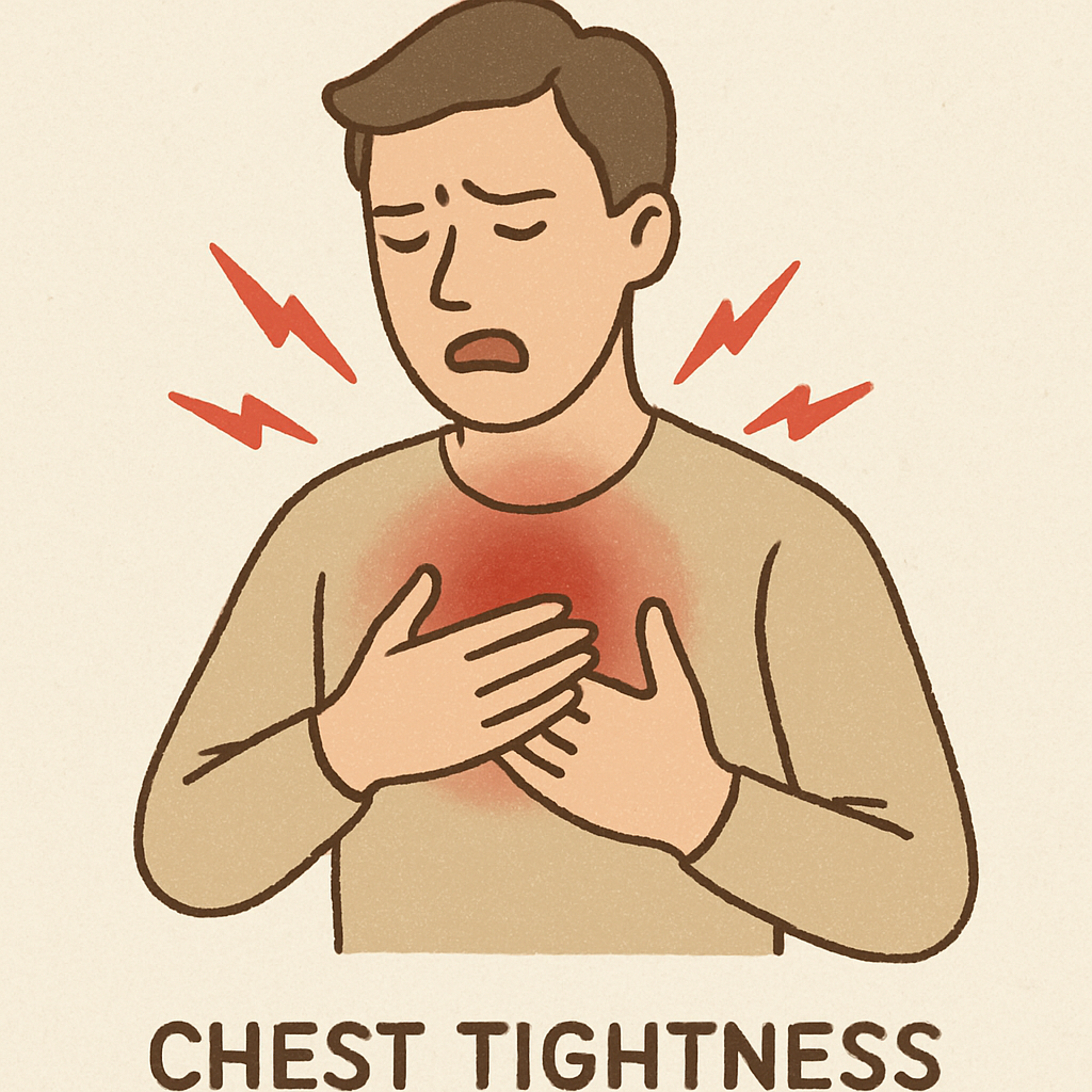 Illustration of chest tightness sensation