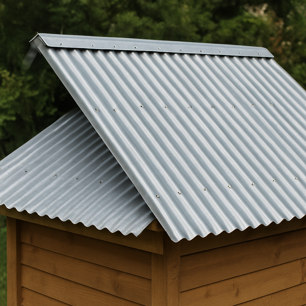 Tin roofing sheets on a shed