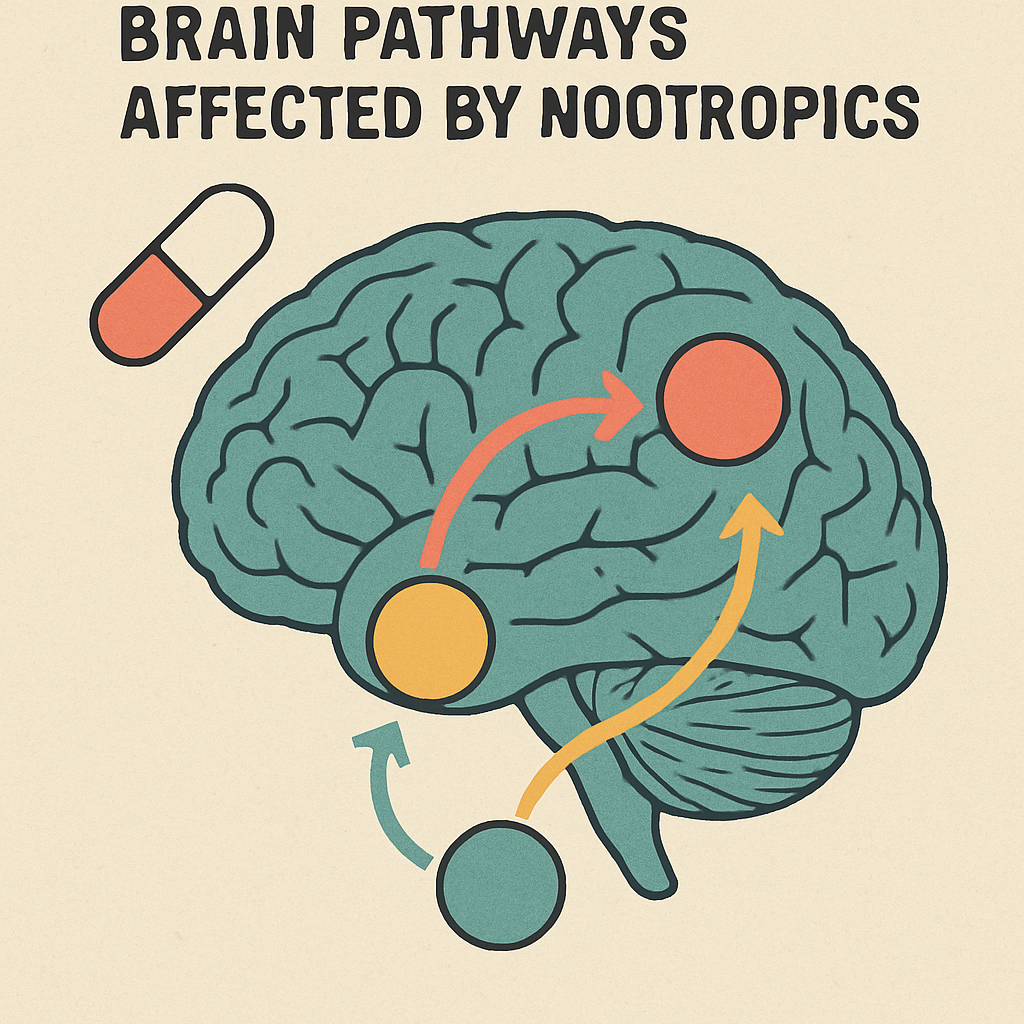 Visual representation of brain pathways affected by nootropics