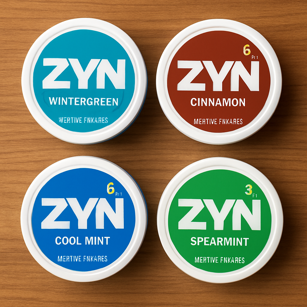 Various Zyn Nicotine Pouches on Display