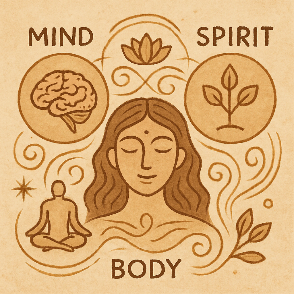 Holistic treatment illustrating interconnectedness of mind, body, and spirit